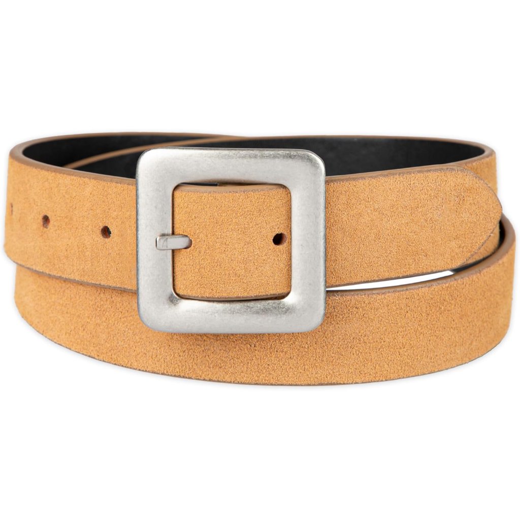 Womens Two-In-One Reversible Square Statement Buckle Casual Belt